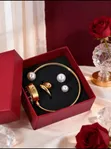 LUCKYFOX Boxed Premium Women's Watch Gift Set - Gold Round - 2