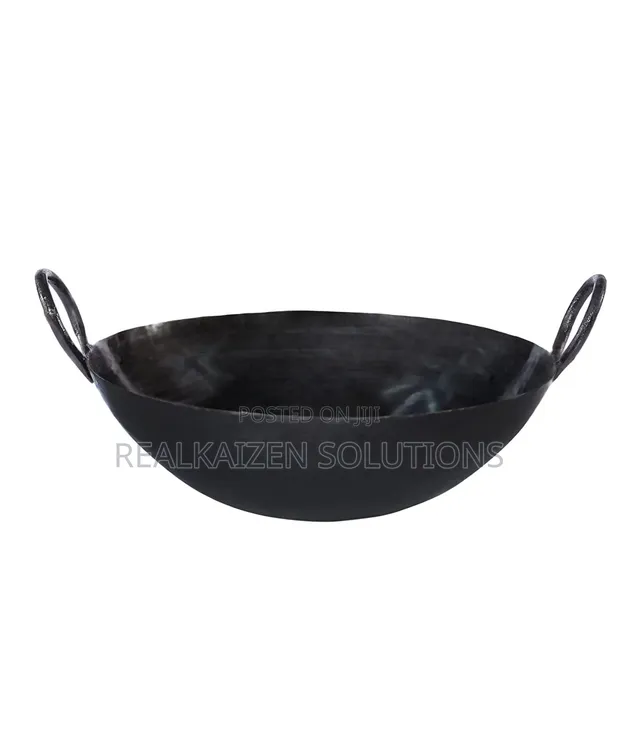 RAJ Quality Iron Black Kadai Cooking Pot with Double Handle 46cm (18") - 1
