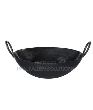 RAJ Quality Iron Black Kadai Cooking Pot with Double Handle 46cm (18")