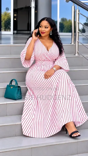 Women's Maxi Dress with Vertical Stripes