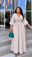 Women's Maxi Dress with Vertical Stripes - 2