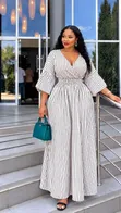 Women's Maxi Dress with Vertical Stripes - 3