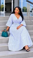 Women's Maxi Dress with Vertical Stripes - 4