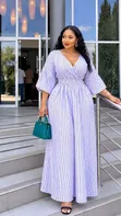 Women's Maxi Dress with Vertical Stripes - 5