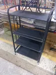 4-Tier Black Metal Rolling Storage Rack - 1