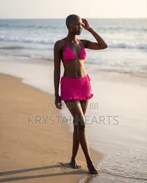 Hot Pink Handmade Crochet Bikini with Skirt
