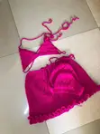 Hot Pink Handmade Crochet Bikini with Skirt - 4