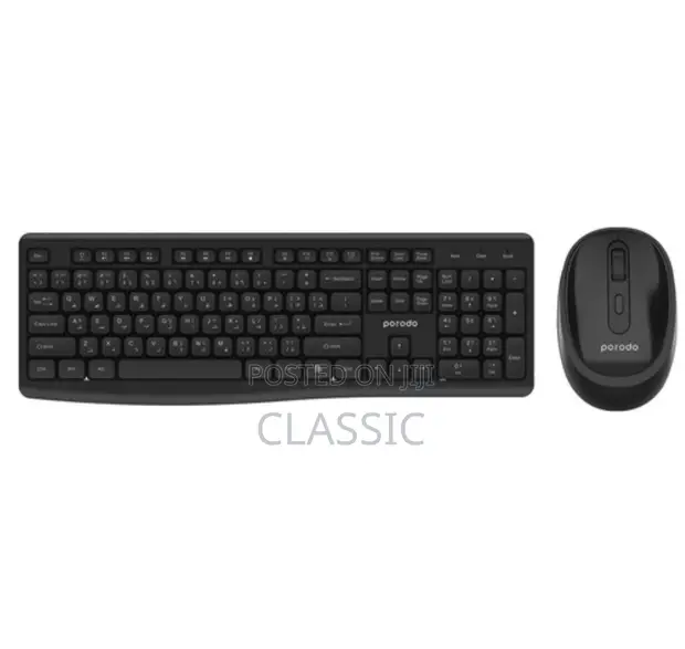 Porodo Dual-Mode Wireless Keyboard and Mouse Set - Black - 1