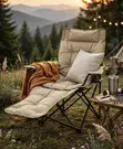 Foldable Camping Lounge Chair with Footrest - Beige - 1