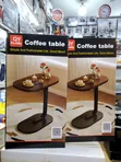 Wooden Coffee/Laptop Side Table - Oval Top, Dark Metal Base - 2