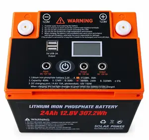 24Ah 12.8V Lithium Solar Battery Backup with USB DC Output