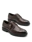 Durable Quality Leather Brogue Shoes - Coffee Brown - 1