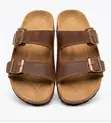 Premium Quality Buckle Leather Sandals - Brown - 1