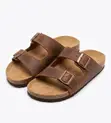 Premium Quality Buckle Leather Sandals - Brown - 2