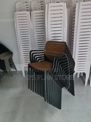 Black Cane Mesh Plastic Dining Chairs (Set of 4)