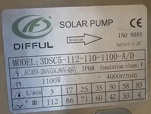 112m Hybrid AC/DC Submersible Water Pump