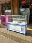 4 Feet Blue Strips Display Counter with Drawers and Safe - 2