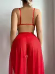 3pc Lingerie Set (G-string, Bralette, Skirt) - Green & Pink - 2