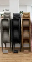 Brand New Black Armless Plastic Dining Chairs (Set of 4) - 1
