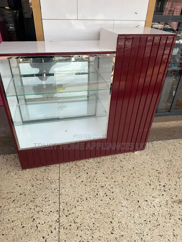 Maroon and White 4ft Display Counter - 1