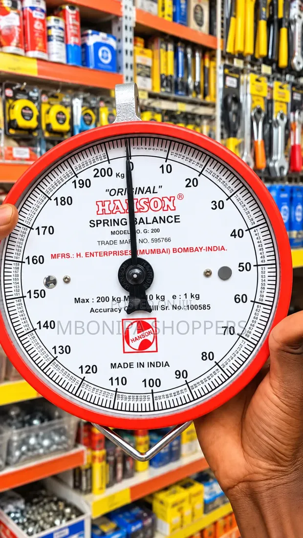 Hanson 200Kg Round Hanging Weighing Scale - Red/Silver - 1