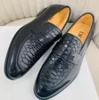 Men's Black Dior Snake-Print Penny Loafers - 1