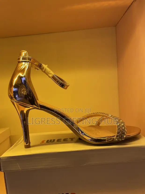 Luxury Gold Rhinestone Stiletto Heels - Size 41 - 1