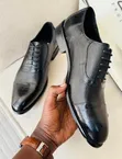 Men's Premium Textured Leather Cap-Toe Oxford Dress Shoes - 3