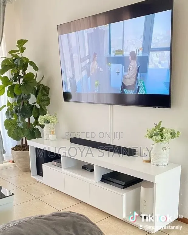 Wood-Mode White TV Stand with Drawers - 1