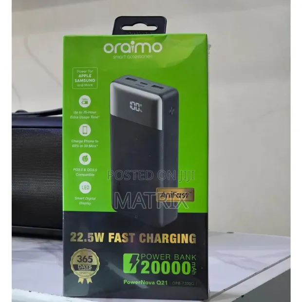 Oraimo 20000mAh PowerNova Q21 22.5W Fast Charging Power Bank - 1