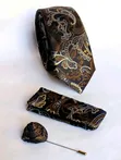 Purple Floral Woven Silk Rhinestone Necktie - 5