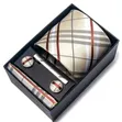 4pc Necktie Set with Cufflinks, Clip & Pocket Square - 2