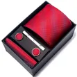 4pc Necktie Set with Cufflinks, Clip & Pocket Square - 4