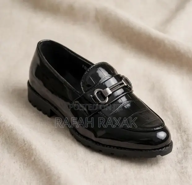 Classic Black Shiny Kid's Loafers - 1