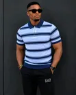 Men's Striped Zip-Up T-Shirts - 1