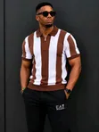 Men's Striped Zip-Up T-Shirts - 2