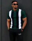 Men's Striped Zip-Up T-Shirts - 3
