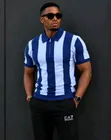 Men's Striped Zip-Up T-Shirts - 5