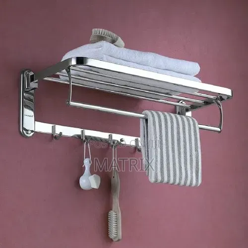 Foldable Stainless Steel Bathroom Towel Rack Holder - 1