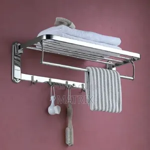 Foldable Stainless Steel Bathroom Towel Rack Holder