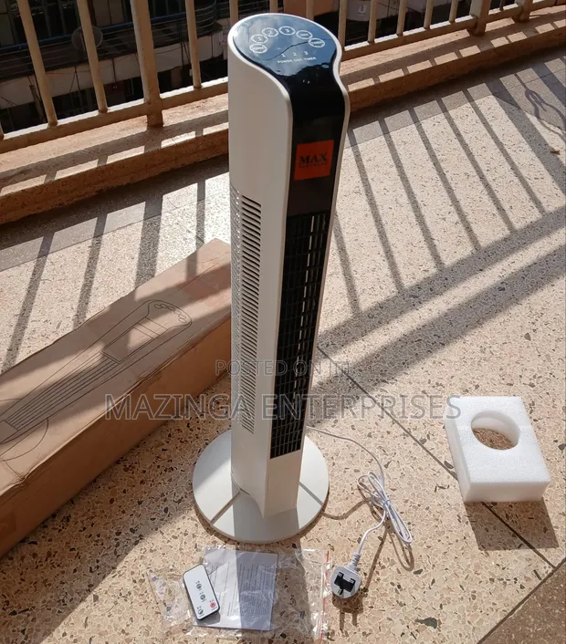 45W Remote Controlled Bladeless Tower Fan - White - 1