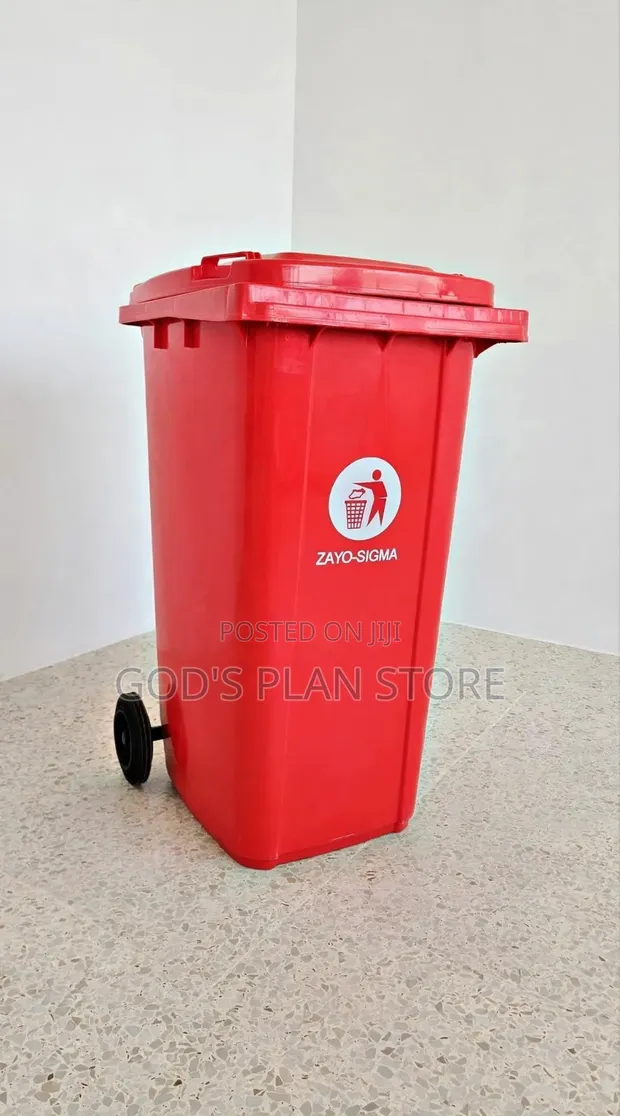240 Litre Single Mobile Garbage Bin - Plastic Dust Bin - 1