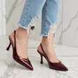 Patent Sling Back Kitten Heel with Gold Buckle - 2