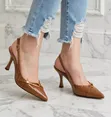 Patent Sling Back Kitten Heel with Gold Buckle - 3