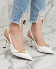 Patent Sling Back Kitten Heel with Gold Buckle - 4