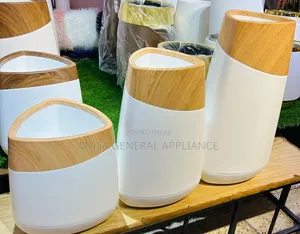 Modern Waste Bin with Wood-Grain Rim