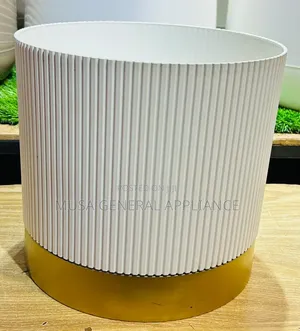 Cylindrical Plant Pot - White/Gold