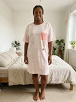 Cute Bear Print Cotton Sleepwear/Maternity Night Dress - Beige - 2