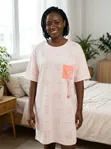 Cute Bear Print Cotton Sleepwear/Maternity Night Dress - Beige - 3