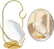 Self-Draining Soap Dish Holder - White & Gold - 2